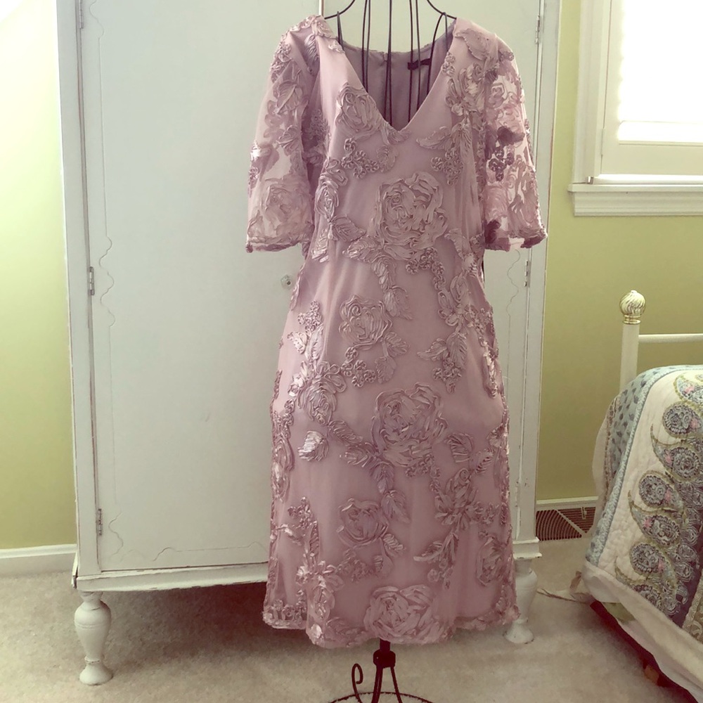 Marina Ribbon Flowers Embellished Dress